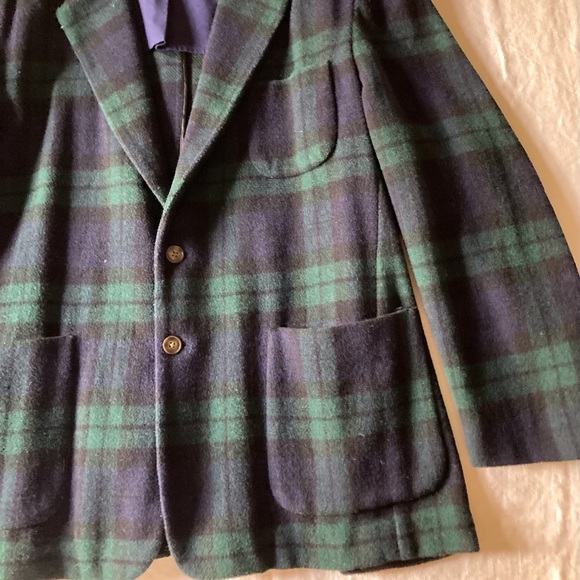 The Gap men glen plaid green navy black wool jacket - Picture 3 of 11